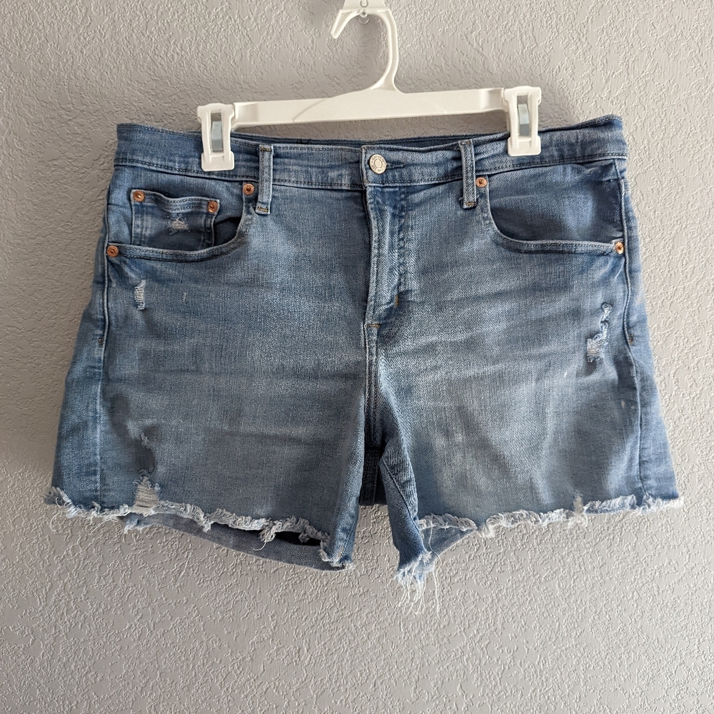 Gap Mid Rise Distressed Raw Hem Denim Shorts